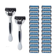 24 Stainless Steel 6 Blades Shaving Disposable Razors with 2 Handles FOR Men