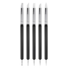 5 Pcs Silicone Clay Sculpting Tool Double-Ended for DIY Handicraft, Black