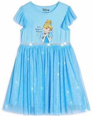 Disney Cinderella 128 Kleid Blau Glitzer Tüll Princess Prinzessin Blumenmädchen