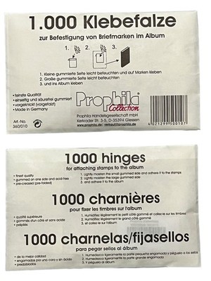 Prophila Collection Klebefalze 1000 Stück zur Befestigung von Briefmarken im Alb