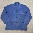 French Jacket Adult Medium Blue VTG Chore Work Wear Utility Canvas Outdoor Mens