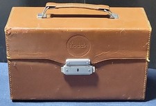 Vintage Hard Leather Movie Camera Case for Kodak Brown With Key Has Wear See Pic