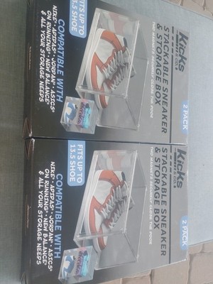 2 Kicks & Co Stackable Sneaker & Storage Box 2 Pack  Two Sealed Boxes Set 4
