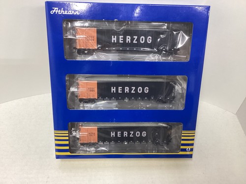 Paquete de 3 góndola de carbón Athearn #7670 escala HO “Herzog” 50' Thrall lado alto | Zustand: New