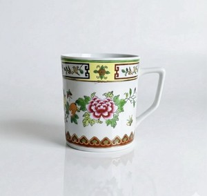 Vintage 1960s Chinese Famille Rose Porcelain Tea Cup Pink Flower & Pomegranate