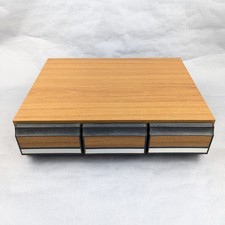 Vintage Faux Wood 36 Music Cassette Tape Holder 3 Drawer Storage Case
