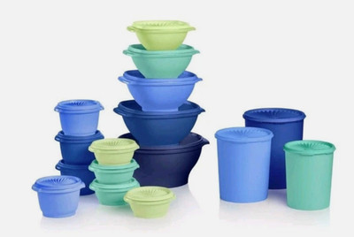 Tupperware Heritage Collection 32 Piece Food Storage Set Vintage Blue Colors!