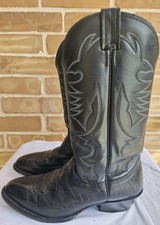 Vintage Larry Mahan Cowboy Boots Mens 9.5D Black Bullhide Leather USA Made