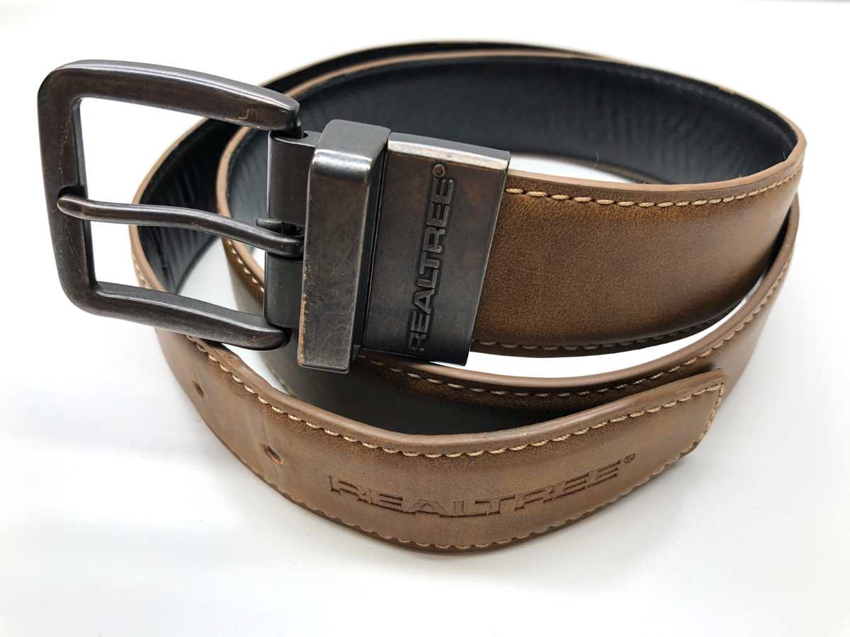 Reversible Brown/Black Leather Belt S Maikun Reversible Leather Belt for Men, Black and Brown  main image 2