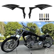Motorcycle Black Blade Style Rearview Mirrors For Harley Cruiser Chopper Bobber