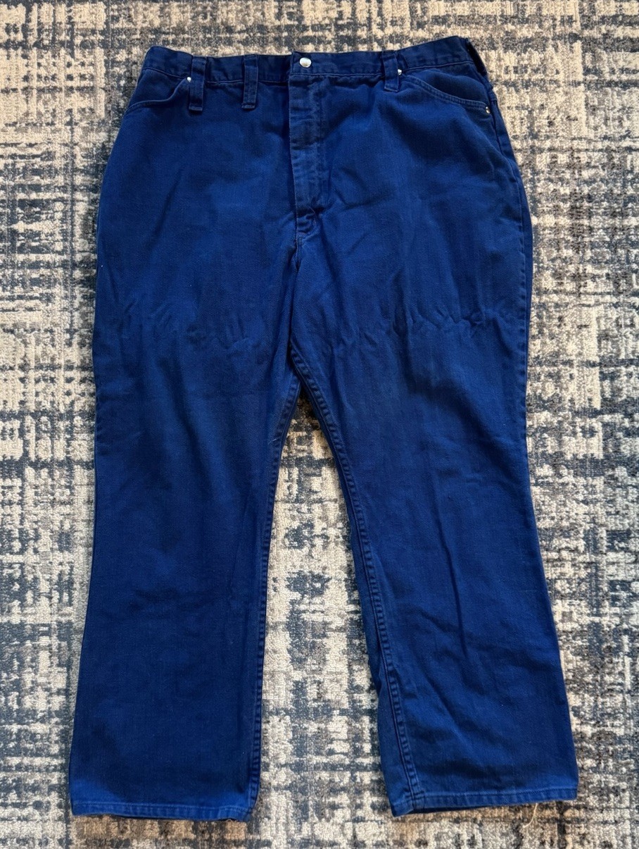 Vintage 60s Maverick Baggy Wide Leg Blue Jeans 35W 28.5L Mad