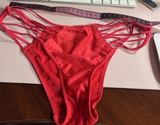   VTG Second Skin Satin Red String Bikini Panties SZ Small