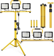 21000Lumen LED Work Lights with Stand - 3 Head Portable Work Light on Stand - IP