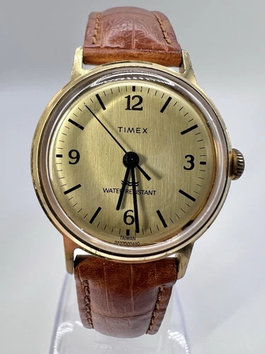 Vintage Rare 1980 Timex Gold Tone Water Resistant Marlin Mens Watch Classic Cool