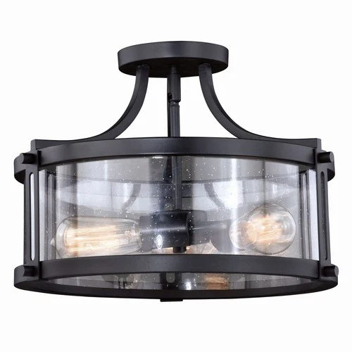 Vaxcel - Holbrook 3-Light Semi-Flush Mount in Industrial and Drum Style 11 Inch - Picture 1 of 4