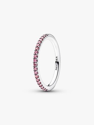 Pandora Silber Funkelnder Rosafarbener Pavé-Band Ring 192999C02  Weite 54 NEU