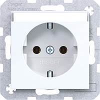 Hager WAS1101WG Steckdose Schuko Beschriftungsfeld A.X/C.X Lichtweiß GläNzend