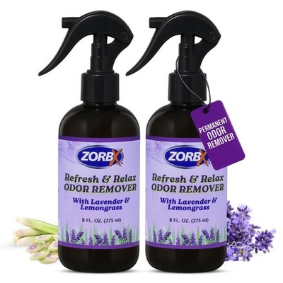 ZORBX Refresh & Relax Odor Remover Spray with Lavender & Lemongrass 8 Oz (Pac...