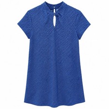 J.McLaughlin Belle Dress Womens Small Blue Geometric Print Mock Neck Keyhole NWT