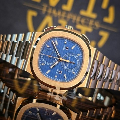 MINT PATEK PHILIPPE NAUTILUS 40.5MM TRAVEL TIME 5990/1R-001 18K ROSE GOLD B&P