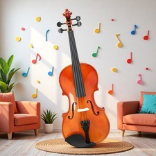 1/2 Size Kids Acoustic Beginner Violin Set - Gloss Natural  Shoulder Rest