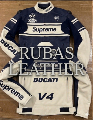 DUCATI SUPREME2026 BLUE MOTORBIKE/Motorcycle Racing Biker Jacket cowhide leather