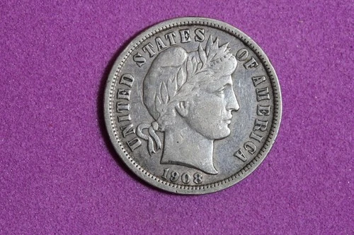 ESTATE FIND 1908 D BARBER DIME #K60283