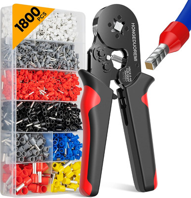 Ferrule Crimping Tool Kit,Wire Ferrule Kit Crimper Connectors，4 Corners Self-Adj