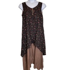 Black Floral Maxi Dress Sz 3XL Fits Small Like L Rustic Whimsigoth Boho Artsy