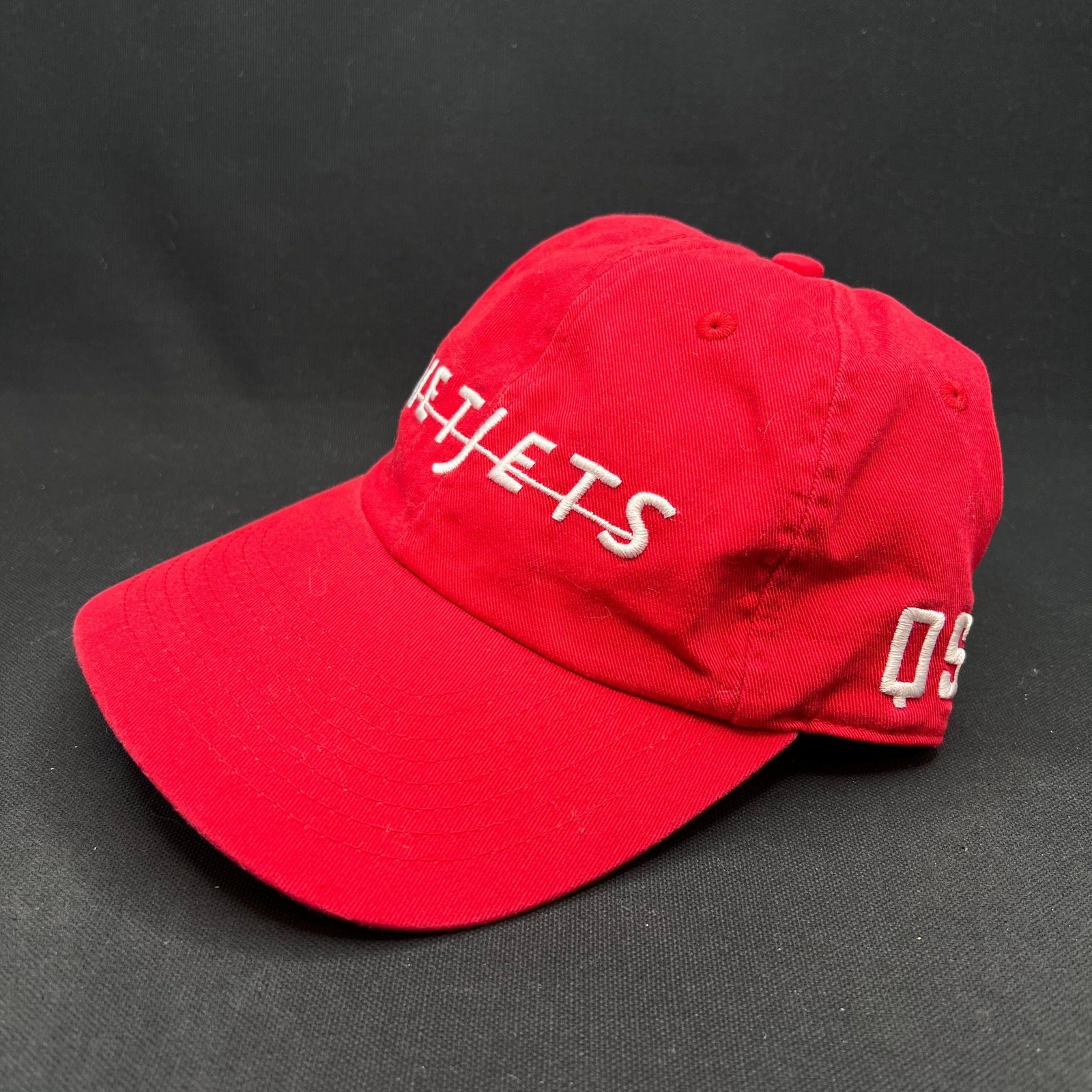 Vintage Brooklyn Nets Script Strapback Hat Red 90… - image 3