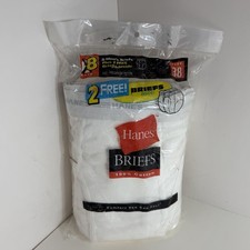 VTG 2001 Hanes Men s Classic White Briefs 38 100 Cotton Underwear 8 pack bonus