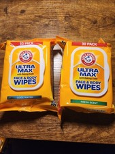 2 Pack Arm Hammer Ultra Max Face  Body Wipes Cool Water  Fresh Scent 30 Wipes