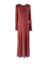 New Reformation Anastasia Maxi Dress Wine Red L Large Knit Slit Long Sleeve NWOT