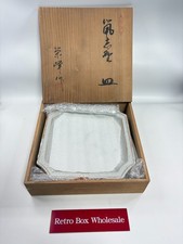 Piatto quadrato giapponese Shino Ware design erba ceramica scatola legno...