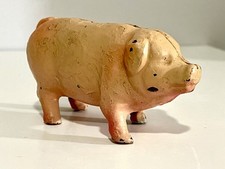 Vintage Pink Cast Iron Piggy Bank Farmhouse Collectible 