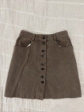 Vtg Gap Striped A-Line Button Front Mini Skirt Cotton 90  s Size 4