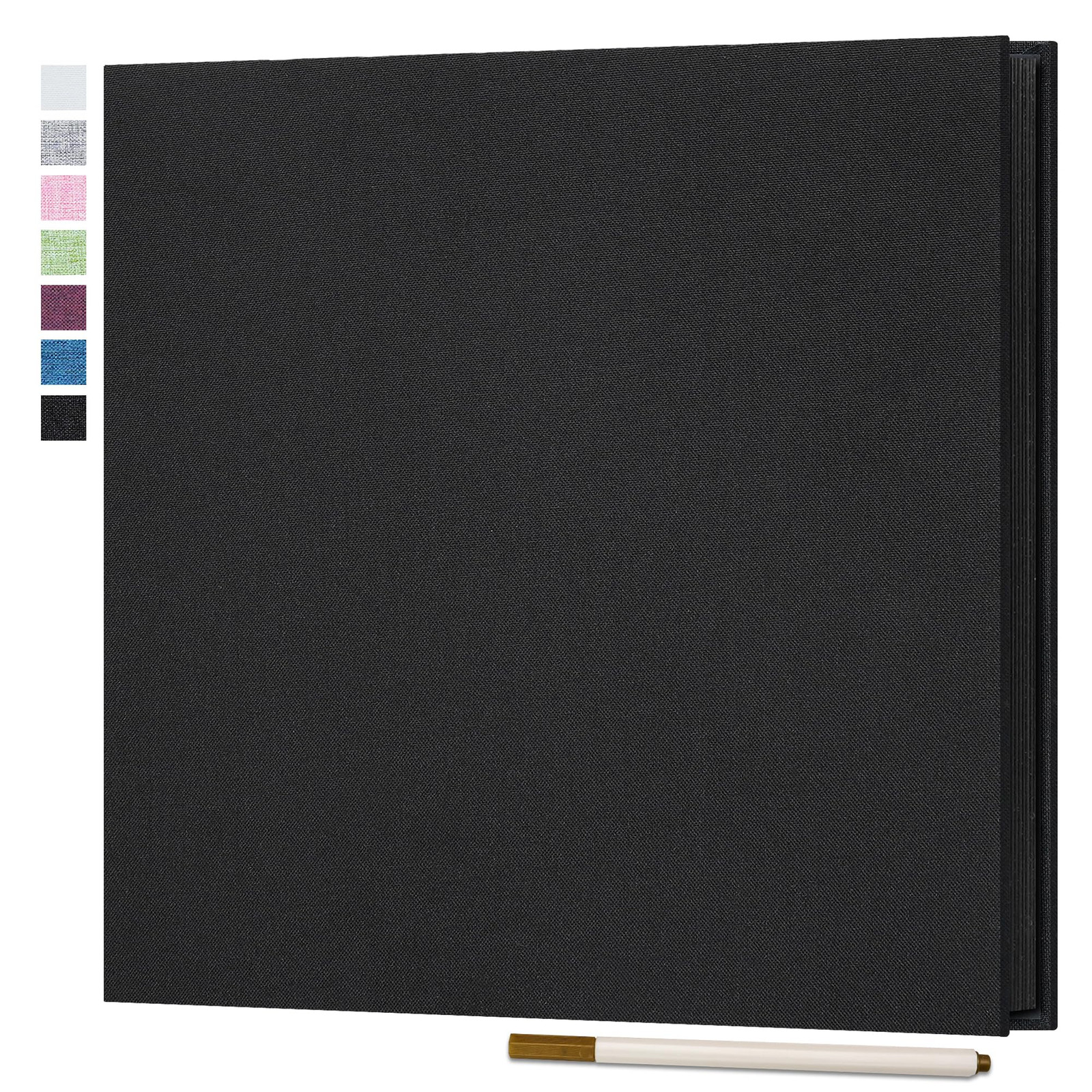 Photo Album Self Adhesive Linen Scrapbook Album for 4x6 Pictrue DIY 40 Black ...