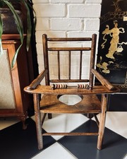 Antique All Original Georgian Child’s Elm & Ash Woden Potty Chair with Abacus