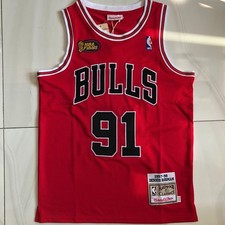 Dennis Rodman #91 Embroidered Retro Jersey 97-98 Season Final Edition Red/Black