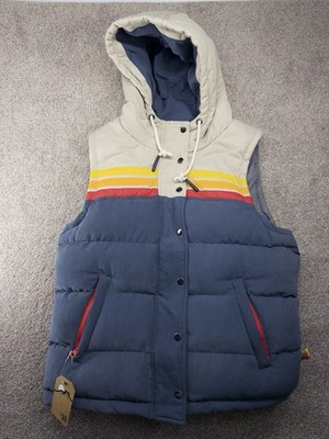 Yo Colorado Size Medium Epic Fader Vest Puffer Zip Hooded Blue Red Gold