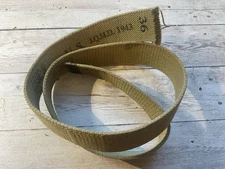 ORIGINAL WWII US ISSUE KHAKI CANVAS WAIST TROUSER BELT 1943 DATED
