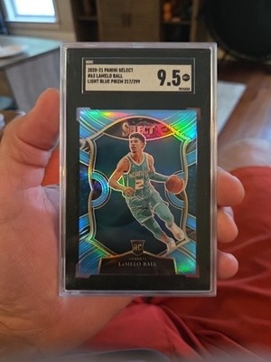 2020-21 Panini Select LaMelo Ball RC Light Blue Prizm COLOR MATCH /299 SGC 9.5