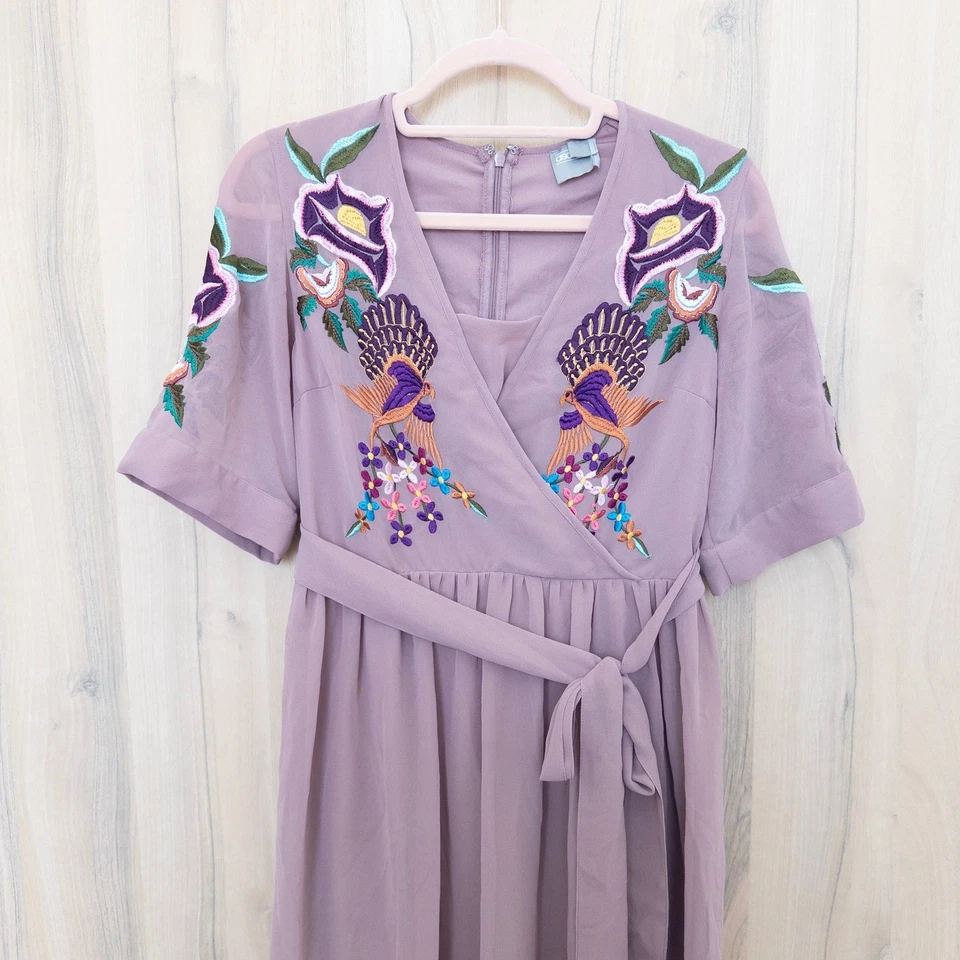 ASOS Womens Embroidered Maxi Dress Size 4 Pink Boho Romantic Cottage Soft Girl - Image 2 of 4