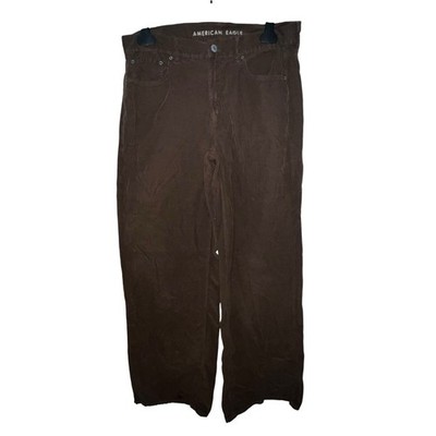 American Eagle Low Rise Skater Jeans Women Brown Corduroy Pants Size 10 Flare