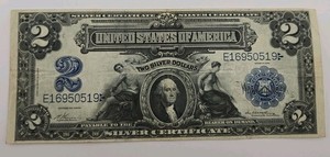 1899 $2 Silver Certificate Black Eagle Note Large Size Blue Seal