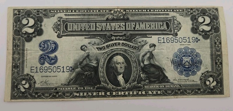 1899 $2 Silver Certificate Black Eagle Note Large Size Blue Seal