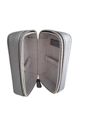 Trish Mcevoy Small Case Metallic Silver Cosmetics Brushes Travel Case 5" x 3"