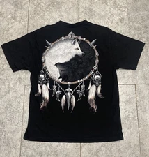 Y2k Indigenous Native American Wolf Yin-Yang Skull Dreamcatcher Shirt 🔥☯️ Sz XL