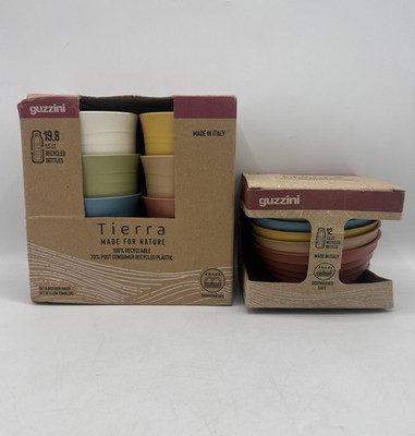 Guzzini Tierra Tumbler Cup Set Plus Small Bowls  New Multi Color Made In Italy