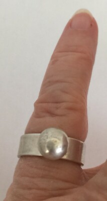 Bague Boule En Argent Sterling Années 70/80 - Taille 51 - Style Rétro Vintage